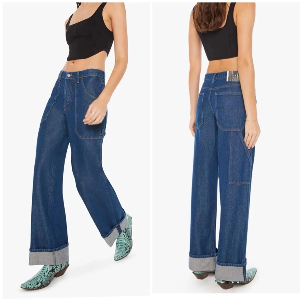 NWT MOTHER Jeans The Smoothie Carpenter Sneak Denim Jeans in Clean Your Plate - Picture 11 of 12